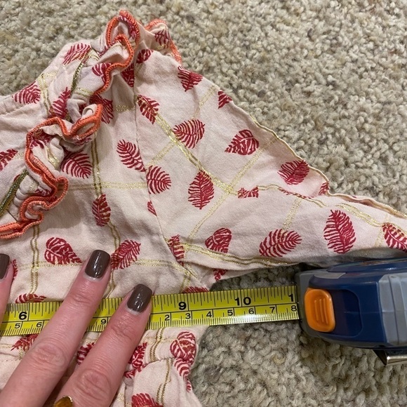 Egg New York Girl Metallic Leaf Pipa Dress Boho Tiered Tassel Detail Size 2T - Picture 6 of 8